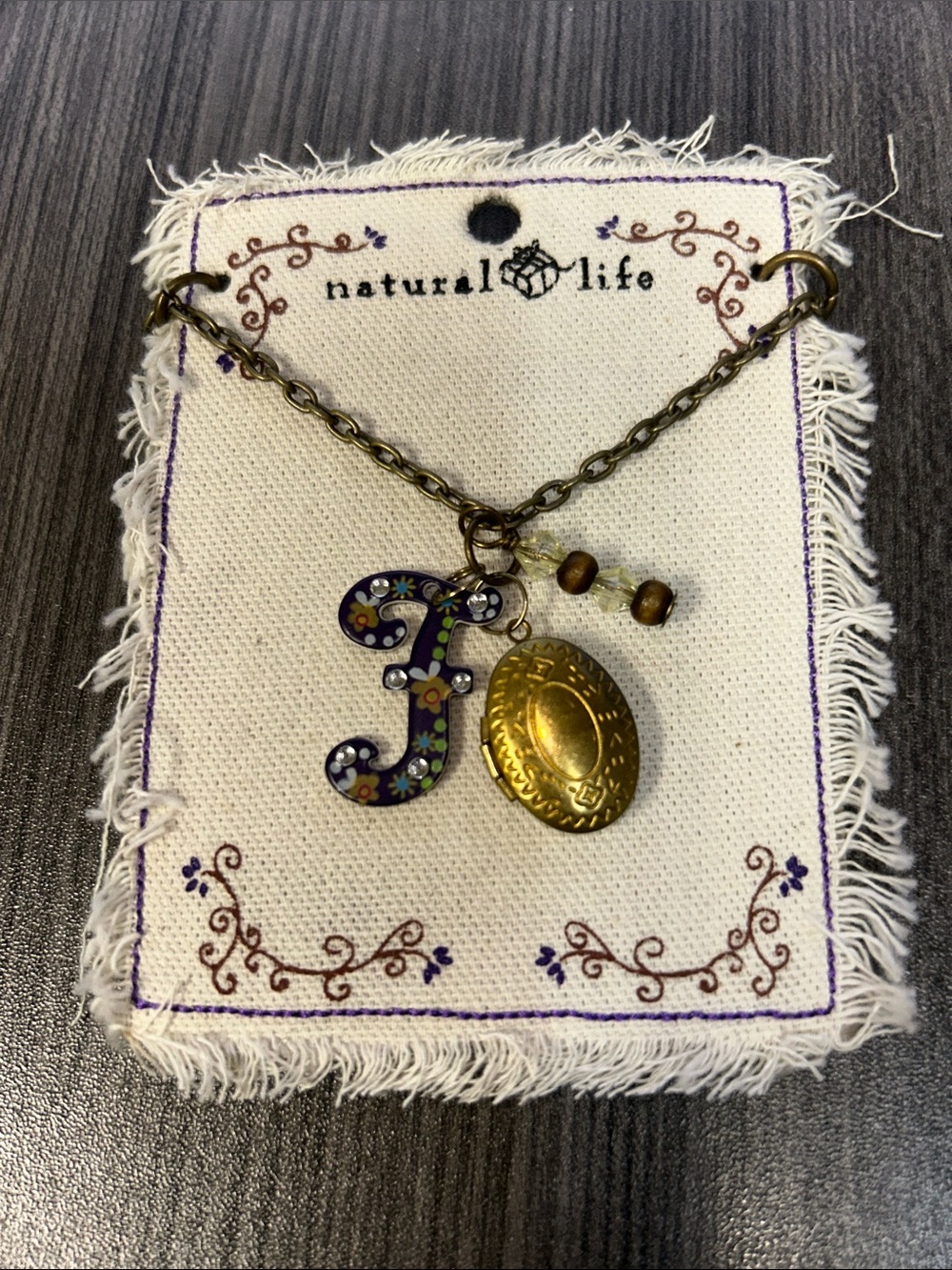 NATURAL LIFE Floral Letter J and Gold Locket Necklace - Multicolor